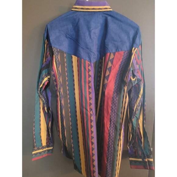 Vntg NOS Dakota Sunset Western Long Sleeve Button Up Shirt Brushpopper Large - Picture 3 of 3
